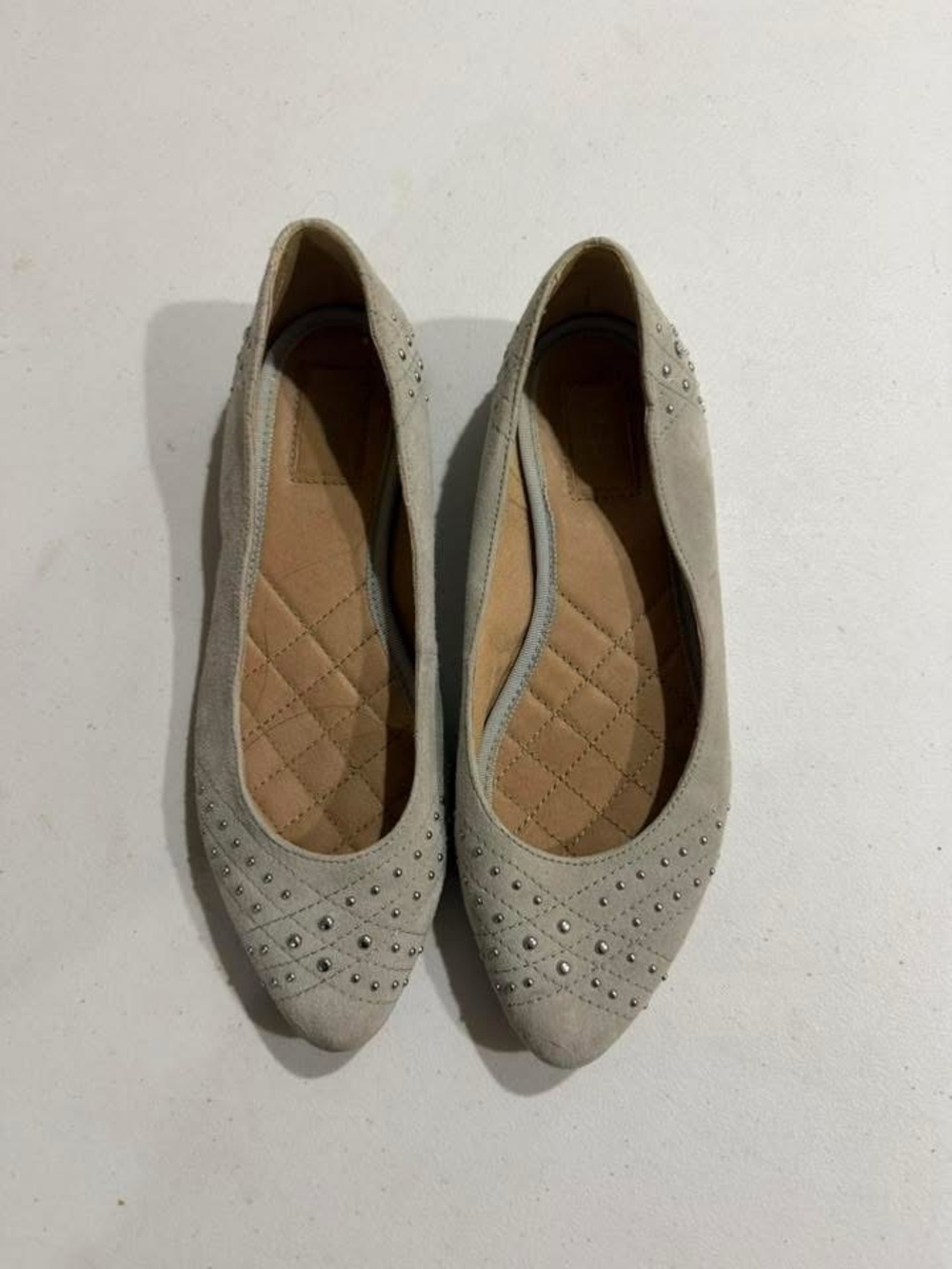 UGG Women's Light Gray Studded Pointed-Toe Flats
